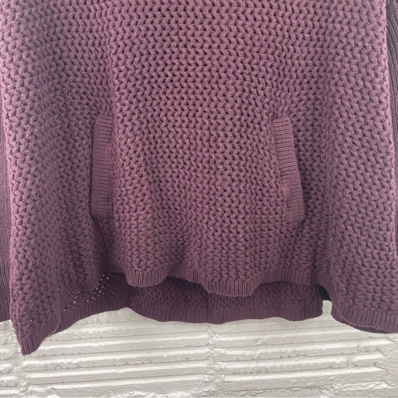 LOFT Camel Cotton Blend Loose Chunky Knit Mock Neck Sweater Tunic Wine Color M - Picture 5 of 13